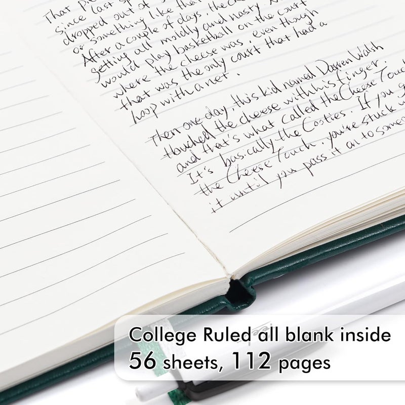 Feela 3 Pack Pocket Notebook Journals with 3 Black Pens, A6 Mini Cute Small Journal Notebook Bulk Hardcover College Ruled Notepad with Pen Holder for Office School Supplies, 3.5”x 5.5”, Dark Green - Image 3
